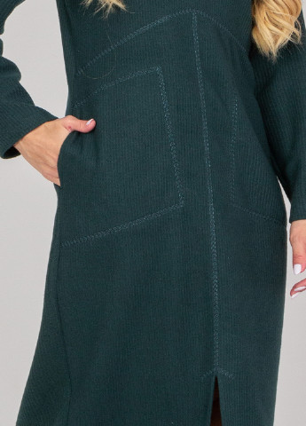 Темно-зеленое кэжуал платье Seam однотонное
