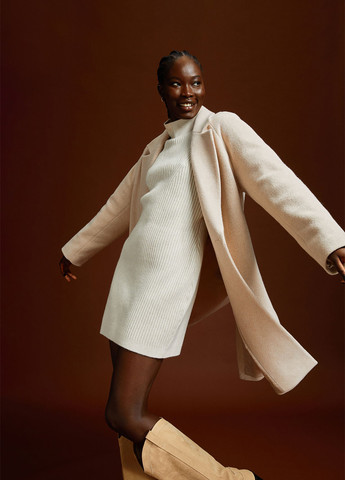 Светло-бежевое демисезонное Пальто двубортное H&M