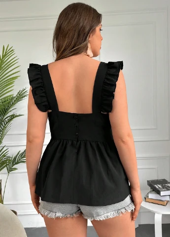 Чорна блуза з баскою SHEIN