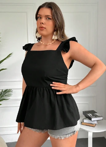 Чорна блуза з баскою SHEIN