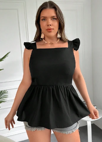 Чорна блуза з баскою SHEIN
