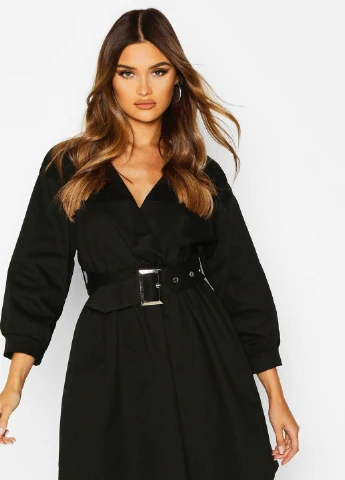 Чорна кежуал сукня Boohoo однотонна