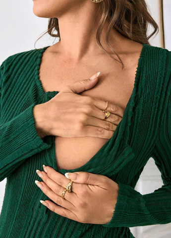 Темно-зеленый демисезонный свитер для беременных и кормящих джемпер SHEIN