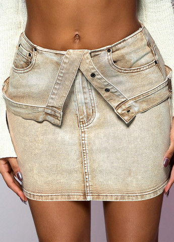 Светло-бежевая джинсовая однотонная юбка SHEIN