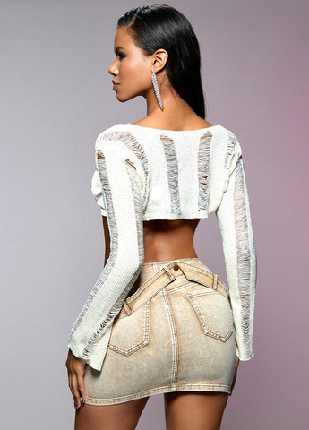 Светло-бежевая джинсовая однотонная юбка SHEIN