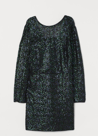 Темно-зелена кежуал сукня з паєтками H&M однотонна