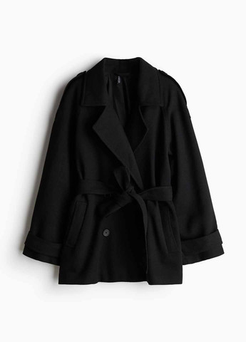 Черное демисезонное Пальто двубортное H&M