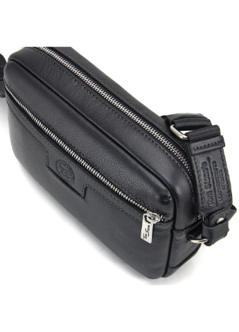 Сумка чоловіча шкіряна повсякденна маленька 125 B чорна Tom Stone (224975407)