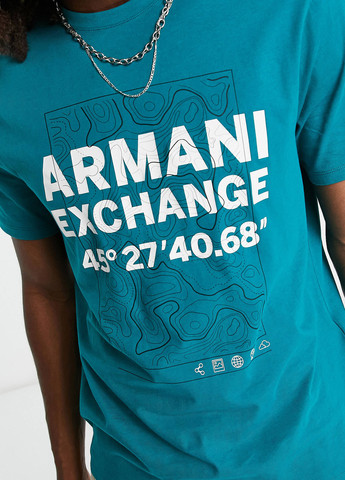 Темно-бірюзова футболка Armani Exchange