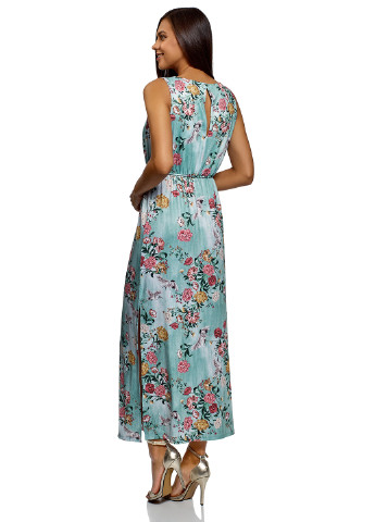 Бирюзовое кэжуал платье Oodji с цветочным принтом