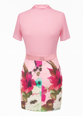 Бледно-розовое кэжуал платье рубашка, футляр Sassofono с цветочным принтом