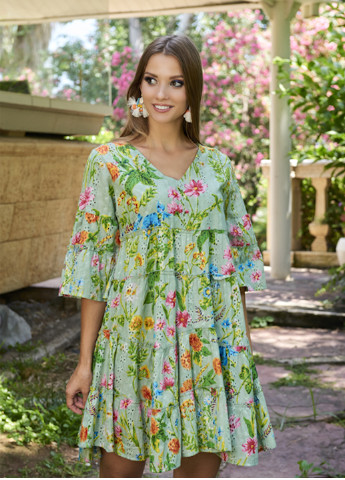 Женское летнее Платье клеш Fresh cotton с цветочным принтом