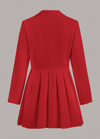 Темно-красное кэжуал платье клеш, платье-жакет SHEIN однотонное