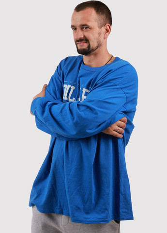 Синий демисезонный кэжуал лонгслив Gildan с надписями