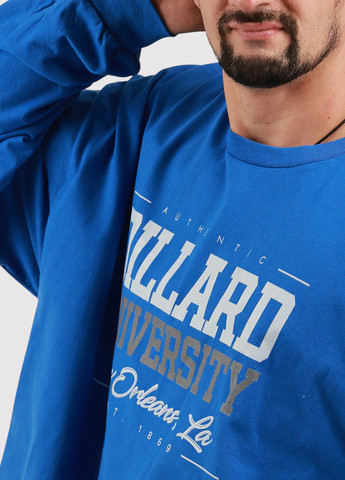 Синий демисезонный кэжуал лонгслив Gildan с надписями