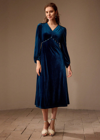 Морской волны праздничный, кэжуал платье а-силуэт SHEIN однотонное