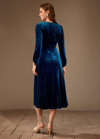 Морской волны праздничный, кэжуал платье а-силуэт SHEIN однотонное