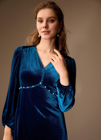 Морской волны праздничный, кэжуал платье а-силуэт SHEIN однотонное