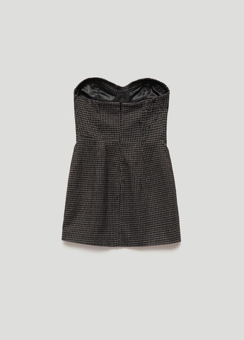 Серое кэжуал платье с открытыми плечами JUL с узором пье-де-пуль «гусиная лапка»