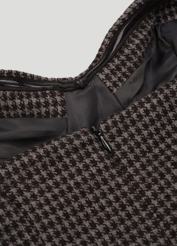 Серое кэжуал платье с открытыми плечами JUL с узором пье-де-пуль «гусиная лапка»