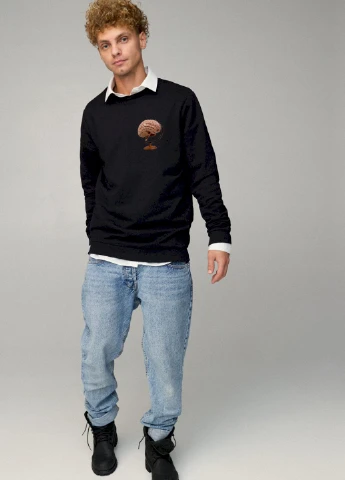 Чорний свитшот мужской oversize /no flis/ YAPPI малюнок (254557669)