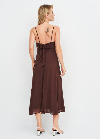 Темно-коричнева вечірня сукня H&M однотонна