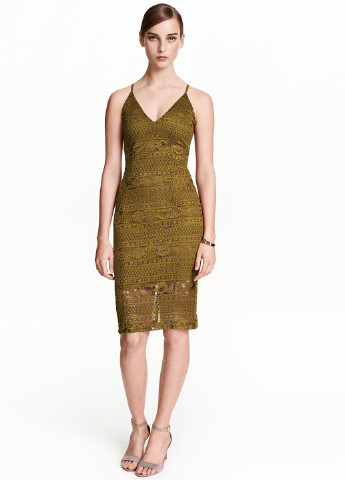 Оливковое коктейльное платье платье-майка H&M