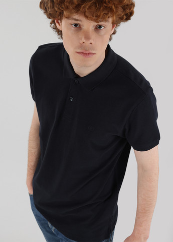 Черная футболка-поло для мужчин Colin's однотонная