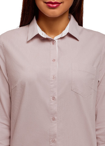 Бледно-розовая классическая рубашка однотонная Oodji