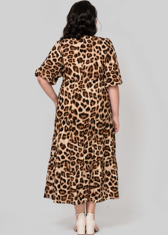 Комбинированное кэжуал платье а-силуэт A'll Posa леопардовый