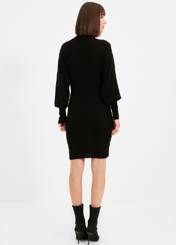 Черное кэжуал платье футляр, платье-свитер Trendyol