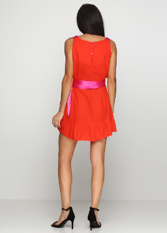 Оранжево-красное кэжуал платье Zean однотонное