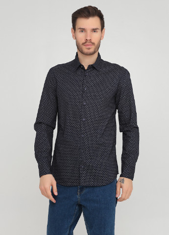 Темно-синяя кэжуал рубашка с геометрическим узором Bastoncino