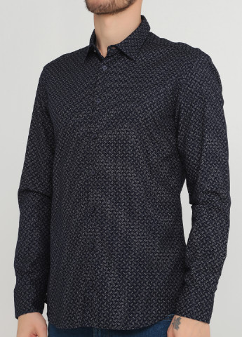 Темно-синяя кэжуал рубашка с геометрическим узором Bastoncino