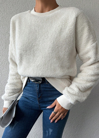 Белый свитшот SHEIN однотонный без декора (329522382)