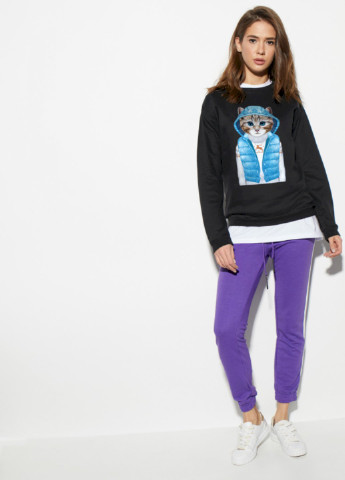 Чорний світшот жіночий /no flis/ YAPPI малюнок (251467719)