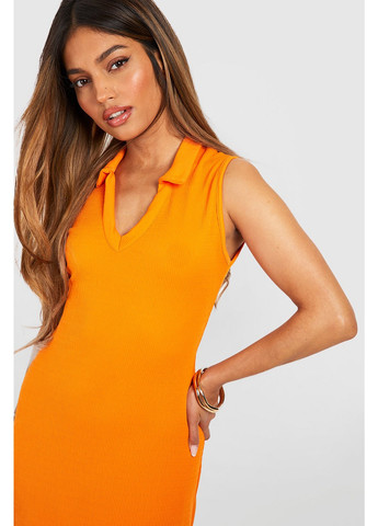 Оранжевое кэжуал платье Boohoo однотонное