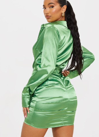 Зелена кежуал сукня сукня-сорочка PrettyLittleThing однотонна