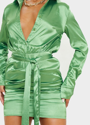 Зелена кежуал сукня сукня-сорочка PrettyLittleThing однотонна