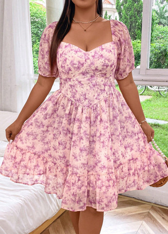 Світло-рожева кежуал сукня SHEIN з квітковим принтом