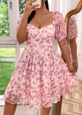 Світло-рожева кежуал сукня SHEIN з квітковим принтом