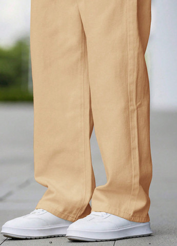 Песочные демисезонные мешковатые джинсы SHEIN