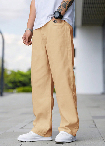 Песочные демисезонные мешковатые джинсы SHEIN