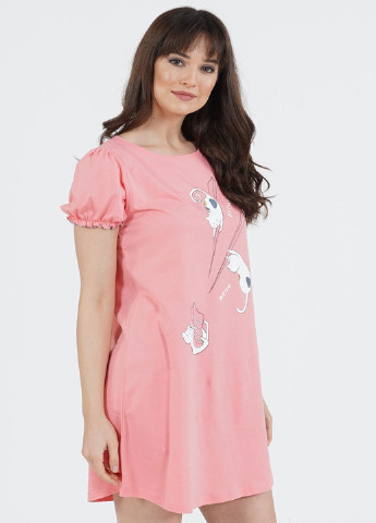 Розовое домашнее платье-футболка Vienetta (215624364)