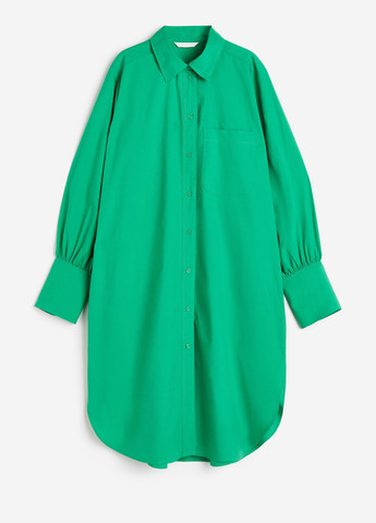 Зелена кежуал сукня сукня-сорочка H&M однотонна
