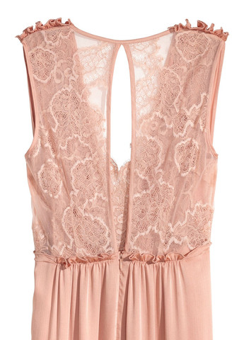 Пудровое праздничный, вечернее платье клеш H&M однотонное