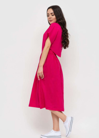 Фуксинова (кольору Фукія) кежуал сукня міді кльош, дзвін BeART однотонна