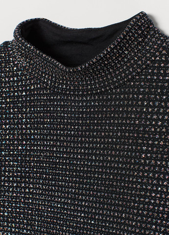 Темно-серое коктейльное платье силуэтная, платье-водолазка H&M с узором «перец с солью»