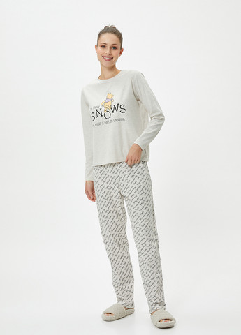 Светло-серая зимняя пижама (лонгслив, брюки) KOTON