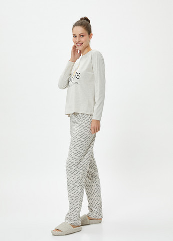 Светло-серая зимняя пижама (лонгслив, брюки) KOTON